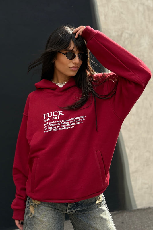 Hanorac dama rosu oversized