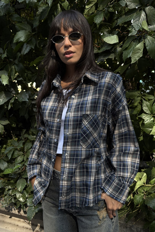 Camasa caro dama oversized cu maneca lunga