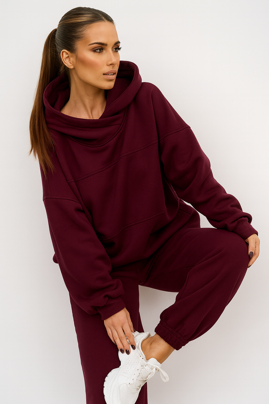 Trening damă bumbac cu hanorac oversized - model Romi