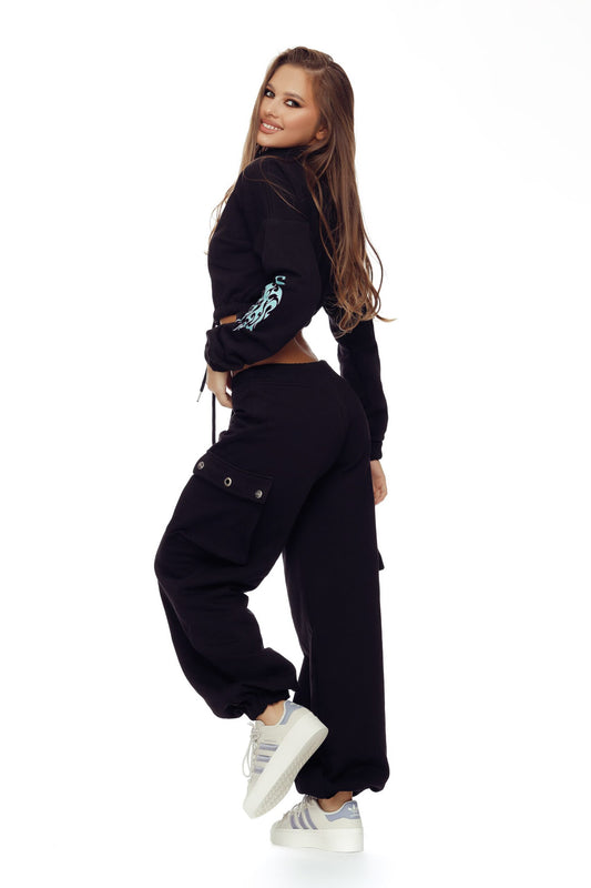 Trening dama bumbac negru doua piese - model Blank