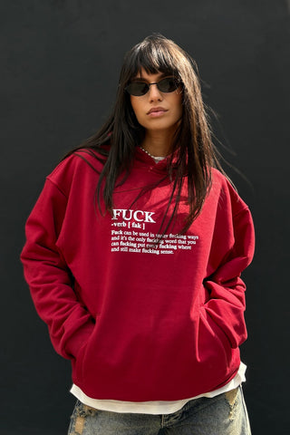 Hanorac dama rosu oversized cu gluga - model Camila