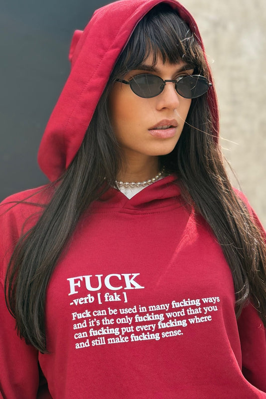 Hanorac dama rosu oversized cu gluga - model Camila
