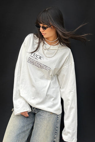 Bluza maneca lunga dama bumbac alb oversized- Diana