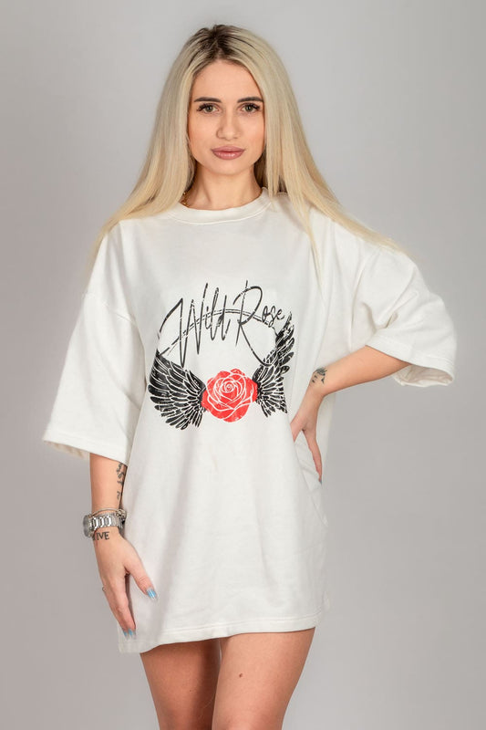 tricou dama bumbac alb oversized