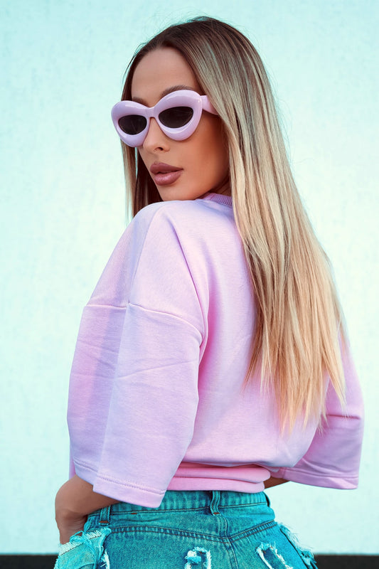tricou dama bumbac roz oversized