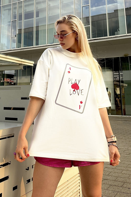tricou dama bumbac alb oversized