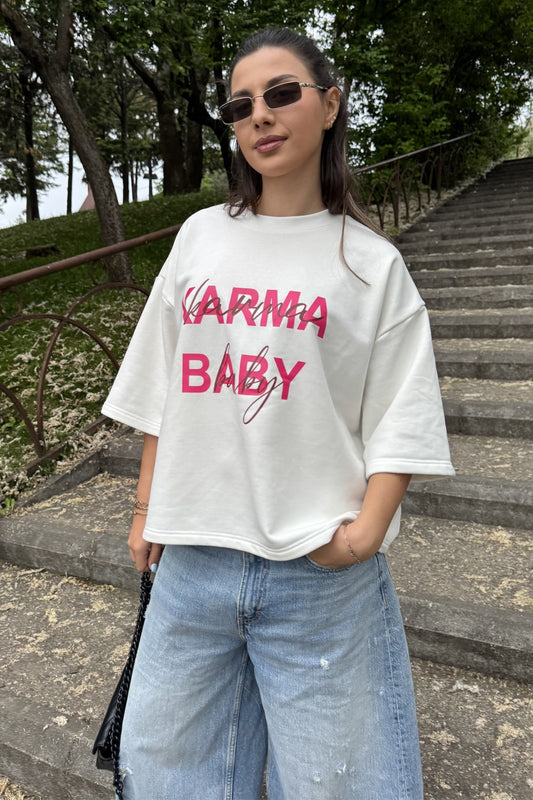 tricou dama bumbac alb oversized