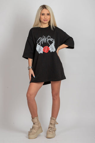 Tricou dama bumbac negru oversized- Grace Wild