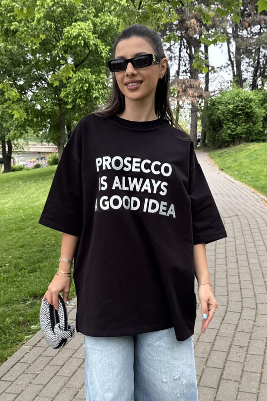 tricou dama bumbac negru oversized