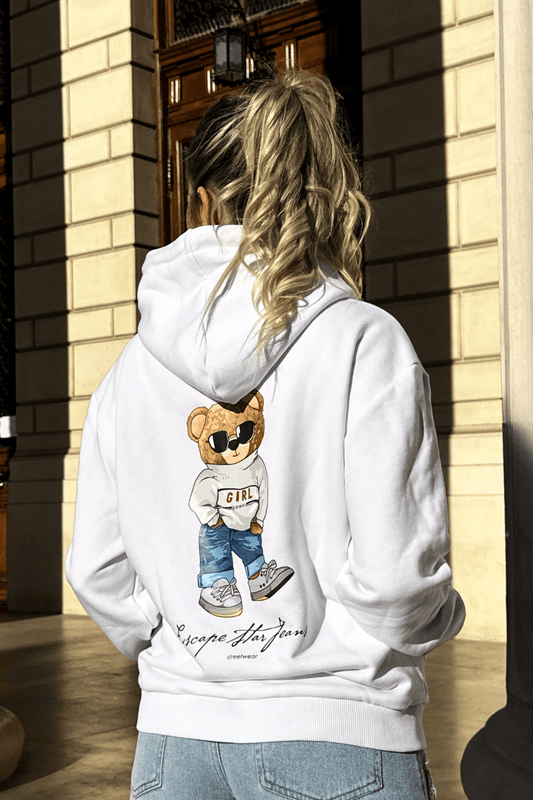 hanorac alb cu fermoar oversized