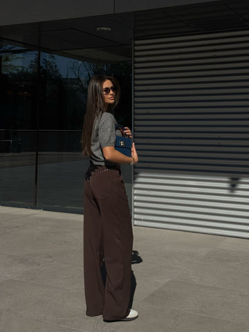 Pantaloni Wide-Leg cu Detalii Metalice- Tracy Brown
