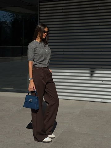 Pantaloni Wide-Leg cu Detalii Metalice- Tracy Brown