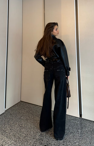 Blugi Evazati cu butoni - Kelly black
