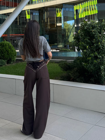 Pantaloni Wide-Leg cu Detalii Metalice- Tracy Brown