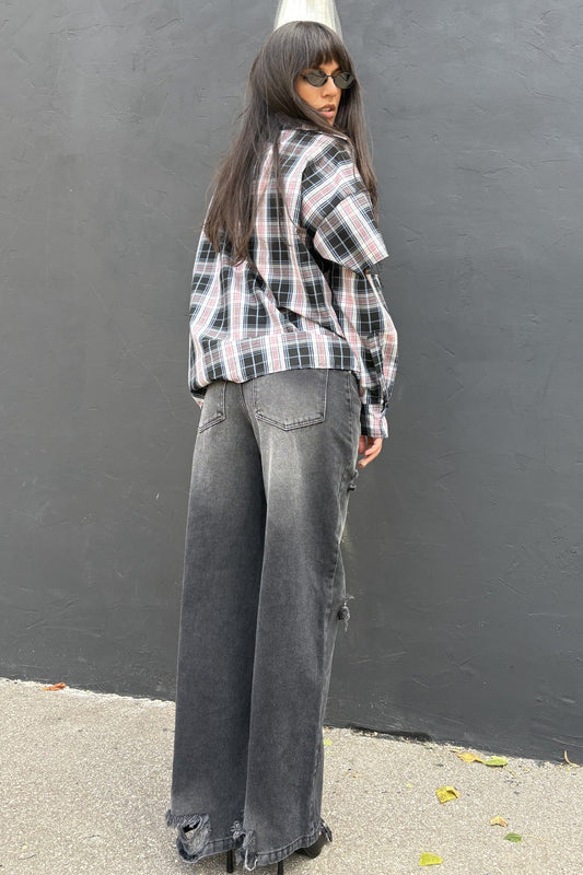 Blugi negrii extra lungi cu rupturi - Kate N