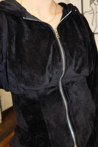 Trening dama din catifea neagra doua piese - model Natalia