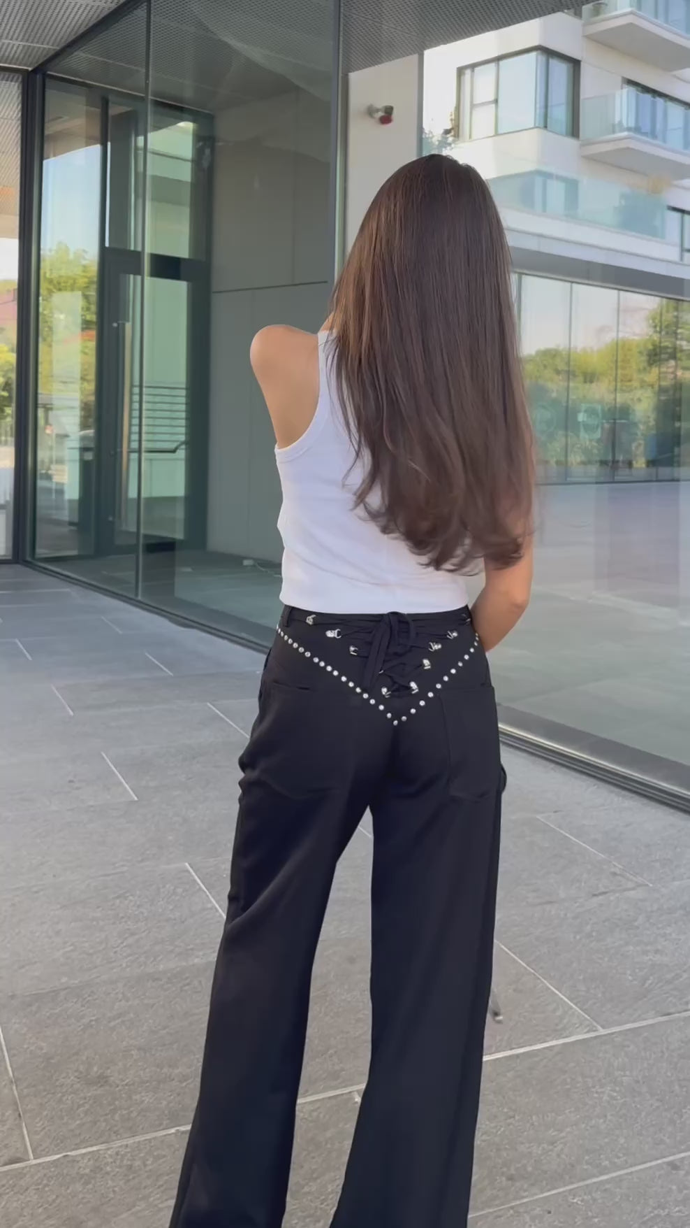 Pantaloni Wide-Leg cu Detalii Metalice- Tracy