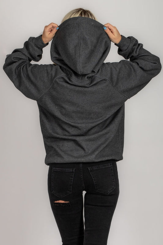 Hanorac dama gri oversized cu gluga - model Sofia