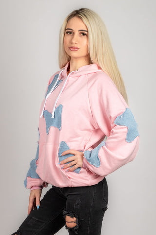 hanorac dama roz oversized cu gluga